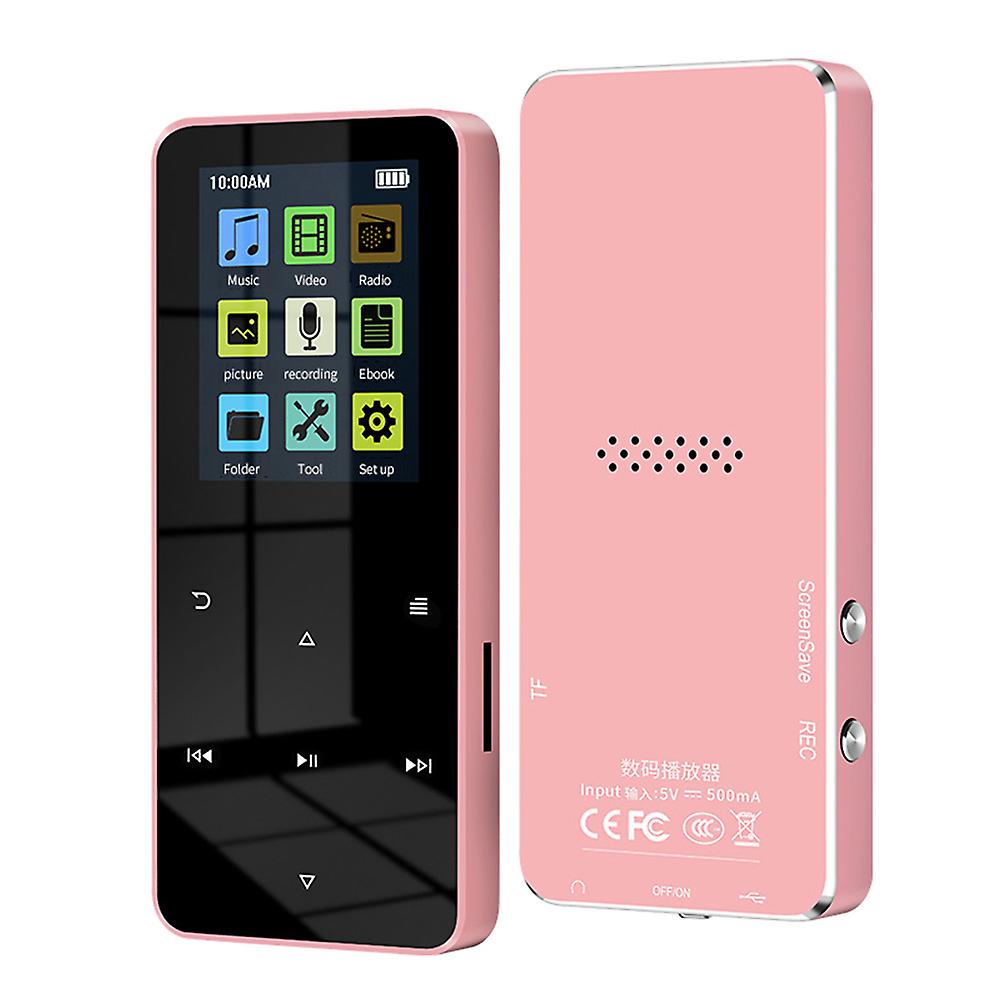 Bluetooth MP3 MP4 Player 8G HiFi Music Player Supports Card,with FM Alarm Clock Pedometer E-Book Built-in Speaker-Pink