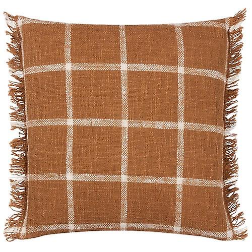 Yard Beni Fringed Checked Cushion Cover