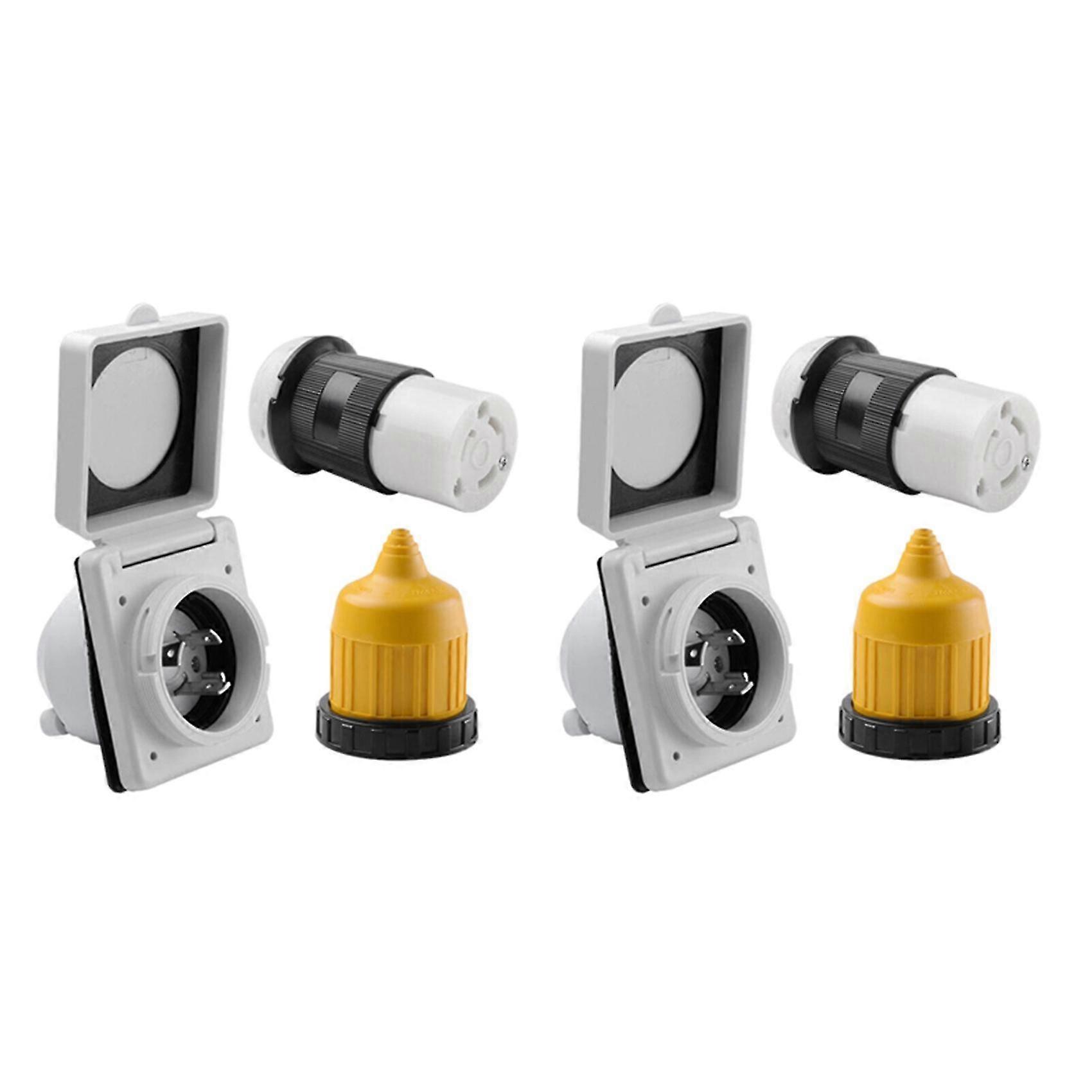 6pcs 125v Rv Power Twist Lock Plug Inlet 30amp Female Locking Connector With Cover Rv Power Socket