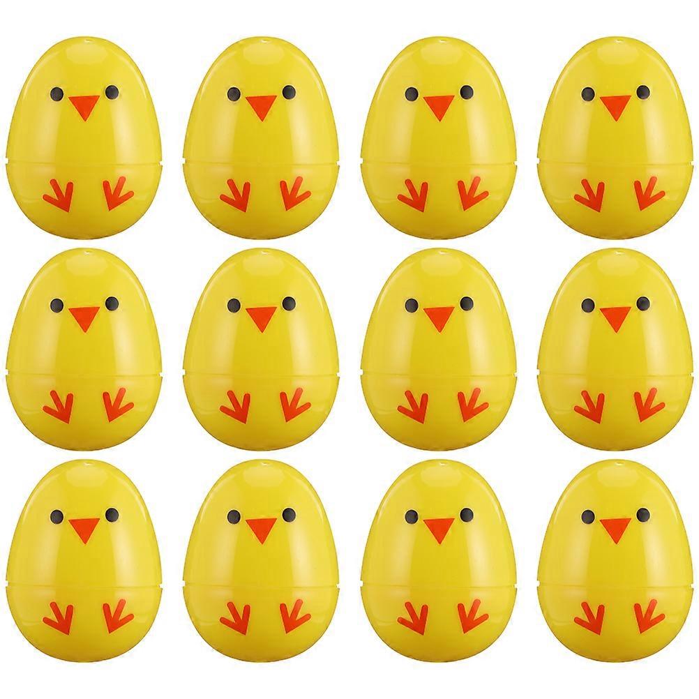 12pcs Easter Lottery Eggs Chick Designed Egg Adorns Practical Easter Supplies