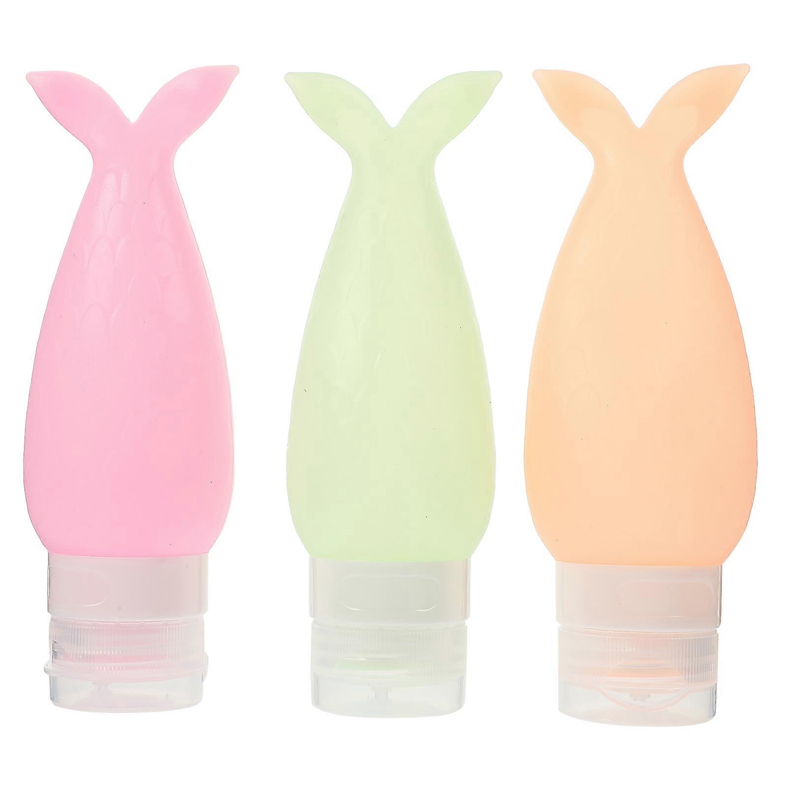 3Pcs Cartoon Silicone Empty Bottles Travel Storage Bottles Chic Refillable Bottles (Random Color)
