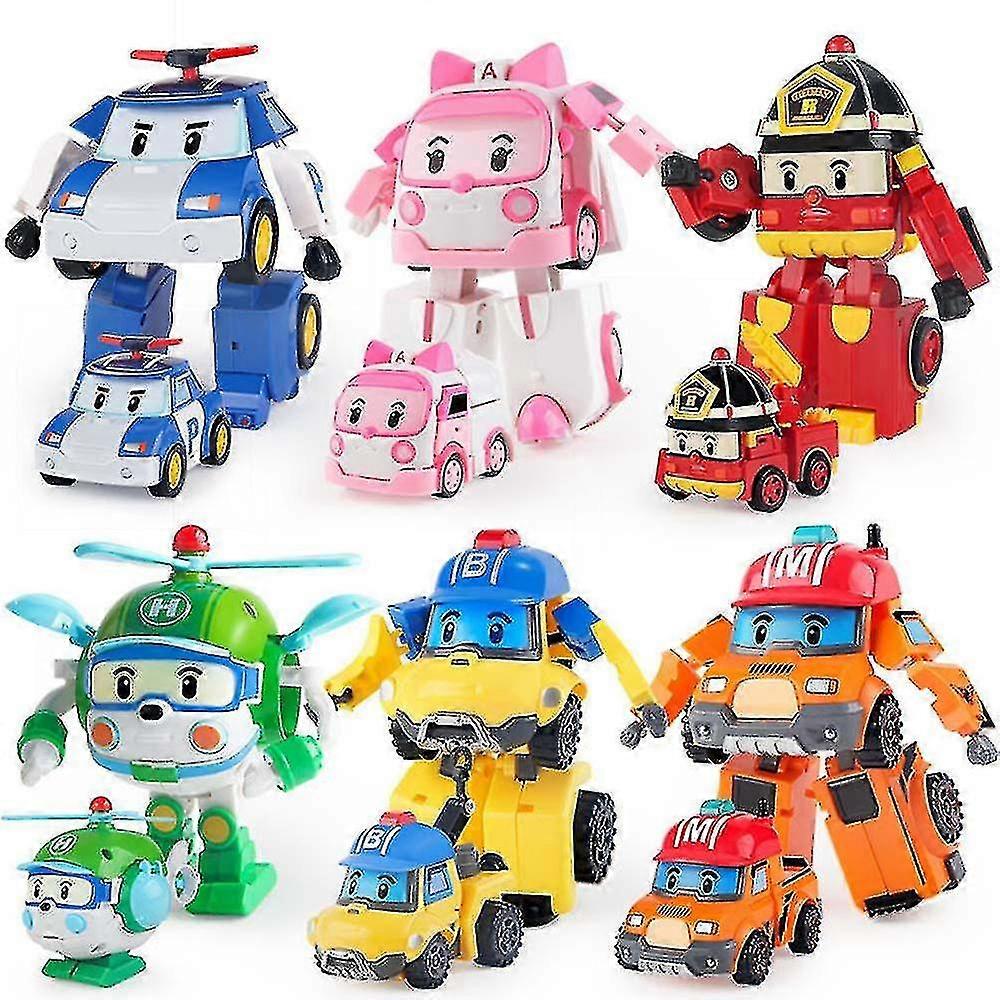 Transforming vehicle Poli Sheriff toy robot Poli Ambaroi fire truck rescue team large bus gift box
