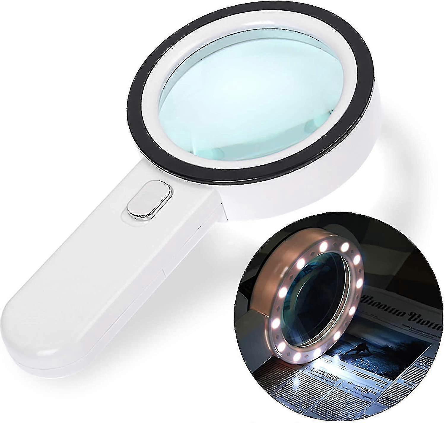 Reading Magnifier, 12 Led Magnifying Loupe 30x Magnifying Glass, Large Luminous Pocket Magnifier Magnifying Glass For Jeweler, Watchmaker, Crafts, Chi