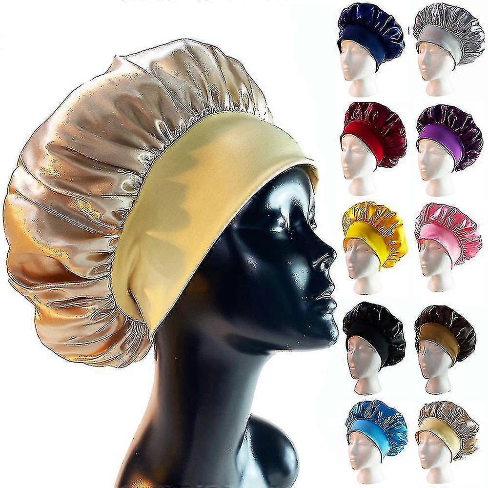 Lady Nightcap Wide Side High Elastic Round Hairband With Nightcap Hair Care Shower Cap Hairstyling Tool