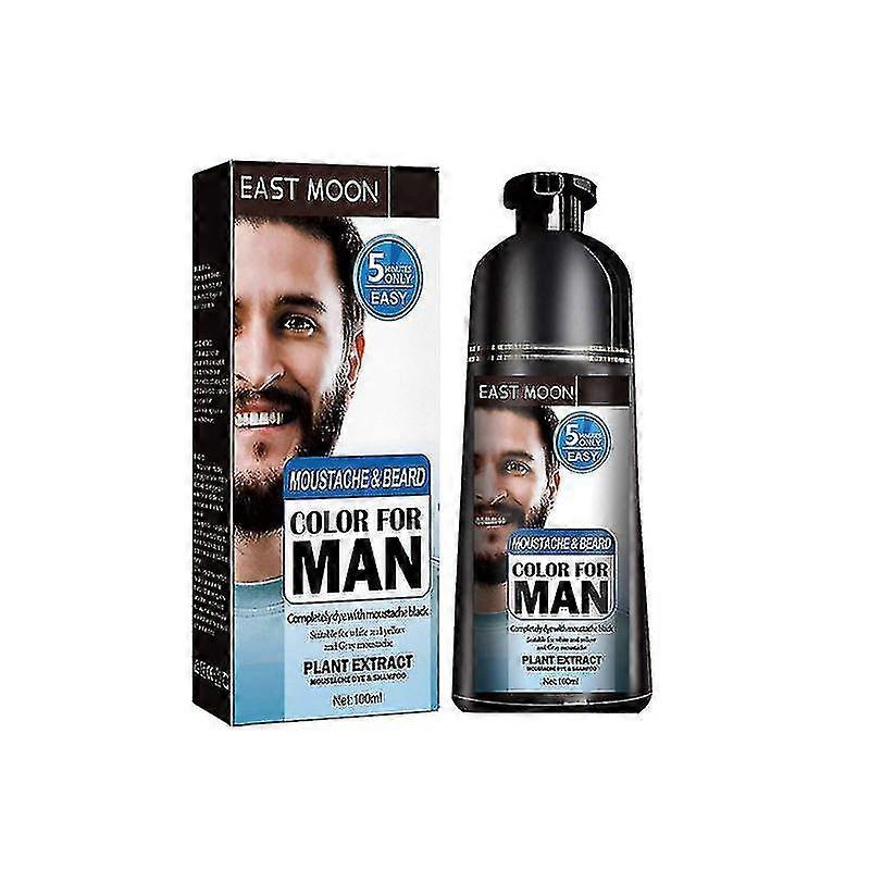 Beard Hair Color Dye Shampoo Natural Men Mustache Dying Black Darkening 100ml
