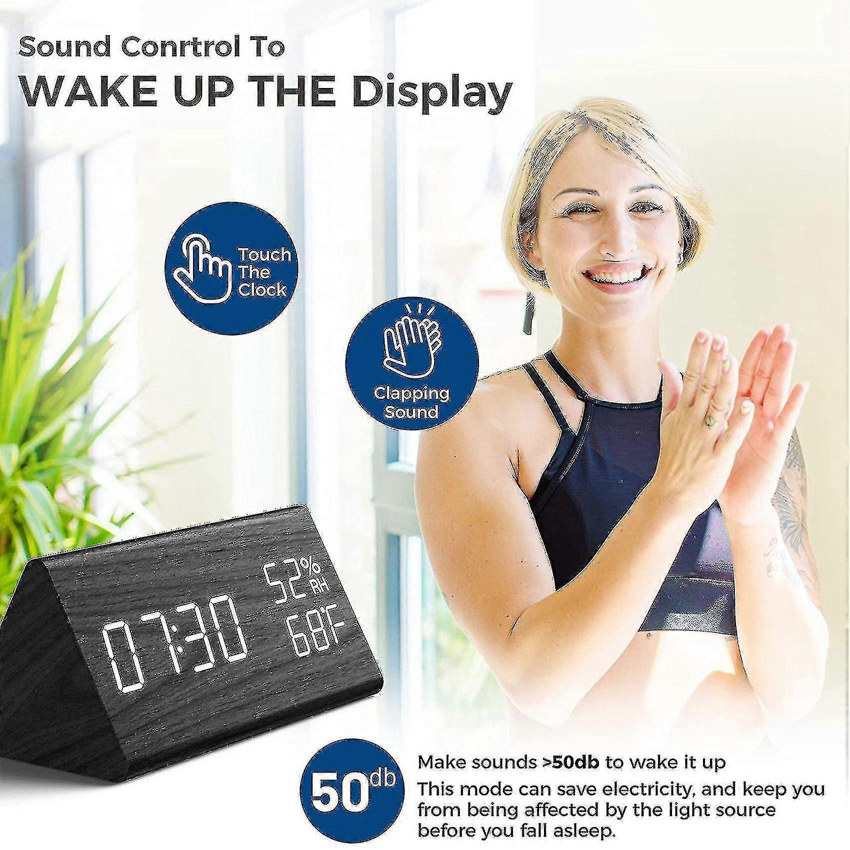 2024 Digital Alarm Clock Electronic,humidity & Temperature Compatible With Desk,office