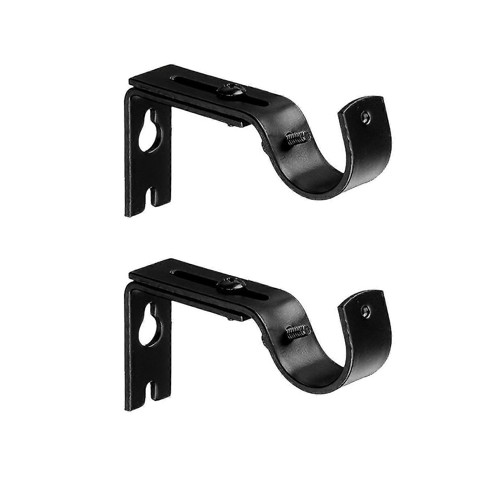 curtain rod, bracket fixed, hanging metal structure hook(2 pcs, black)