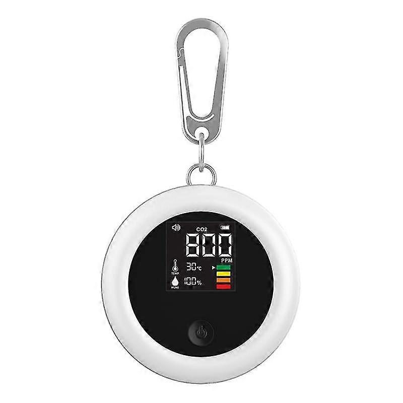 Carbon Dioxide Detector Temperature And Humidity Air Quality Detector Portable Hanging Buckle 3in1