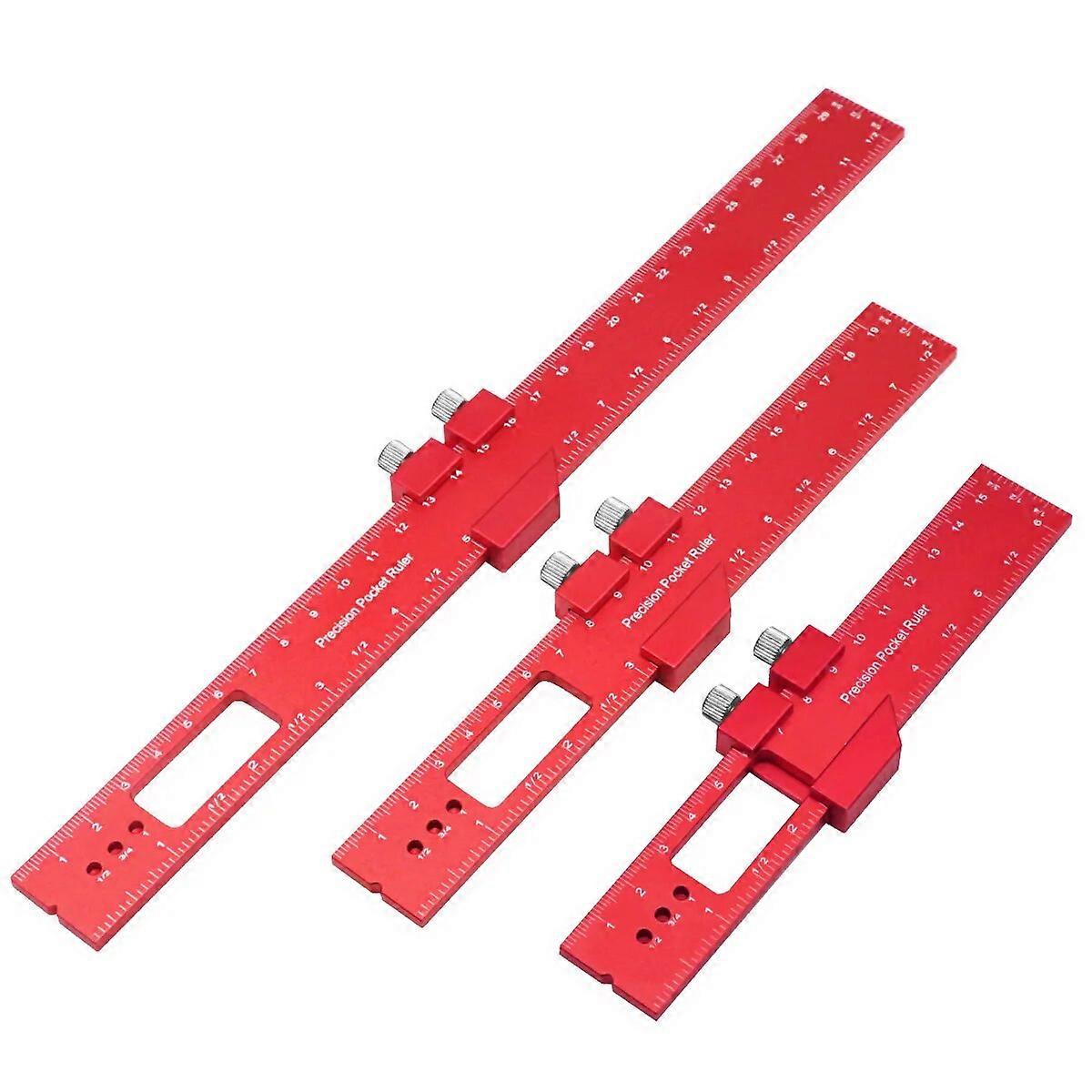 1/3 قطعة الدقة جيب حاكم معدني الشريحة حاكم بوصة ومتري ، مسطرة نجارة الألومنيوم مع الشريحة توقف T- نوع الكتابة حاكم