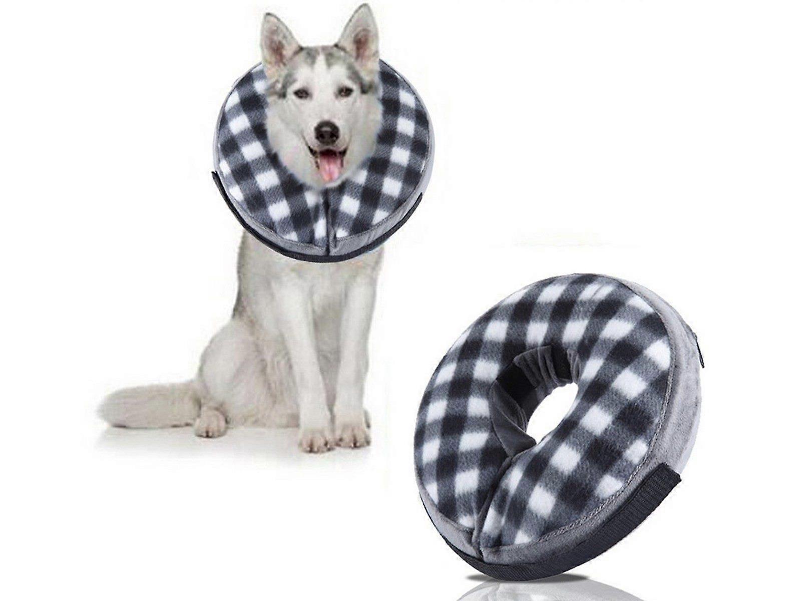 Inflatable Pet Recovery Collar Adjustable Pet Neck Protective Collar Black M