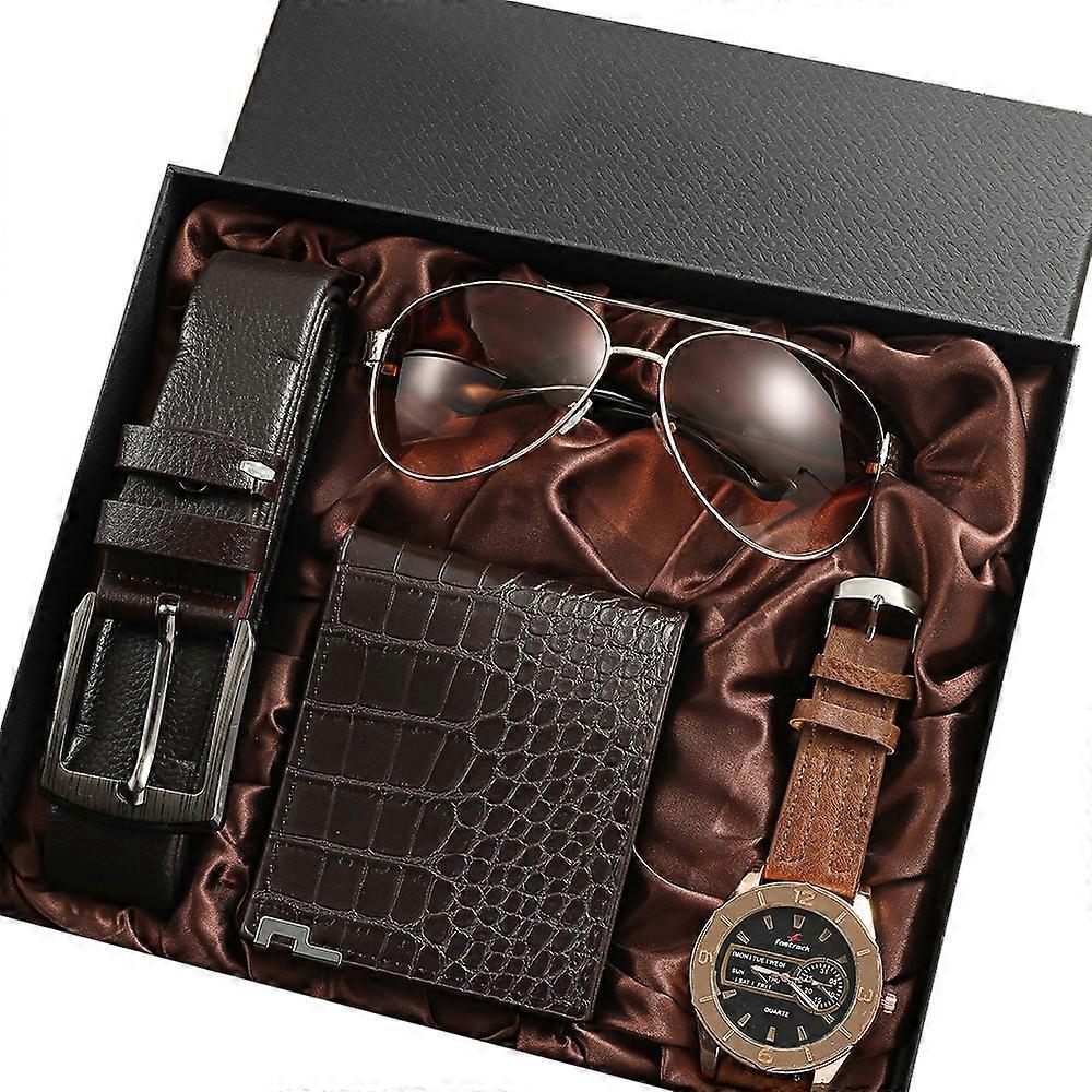 Coffret Cadeau Pour Hommes - Anniversaire, Fête Des Pères, Noël - Inclut Ceinture, Portefeuille, Bracelet, Porte-clés