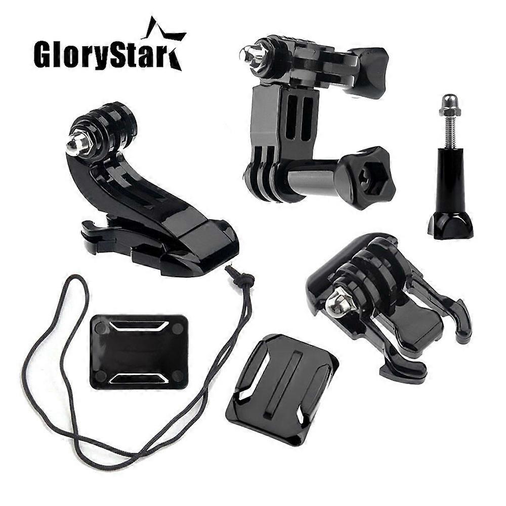 Front Side Helmet Accessories Set J-shaped Buckle Base Support Mount For GoPro Hero 5 6 3 4 Xiaomi Yi 4K SJCAM Go Pro Kits
