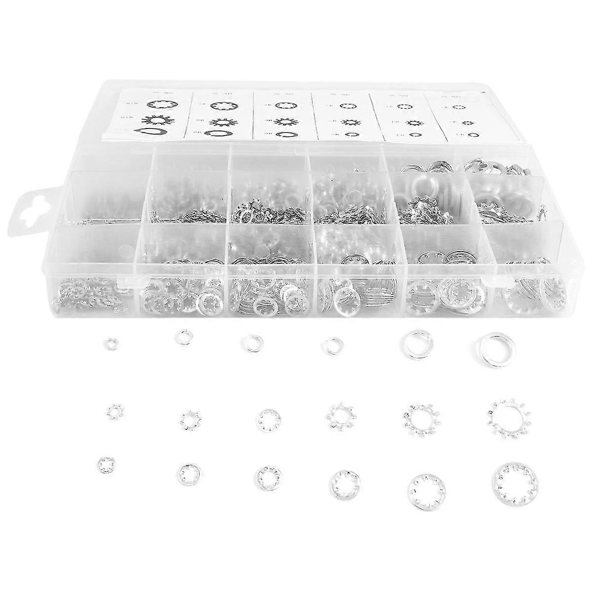 720-pcs [6-size] Metal Internal Tooth Star Lock Washers Assortment Set - Size Included: M3 M5 M6 M8 M10