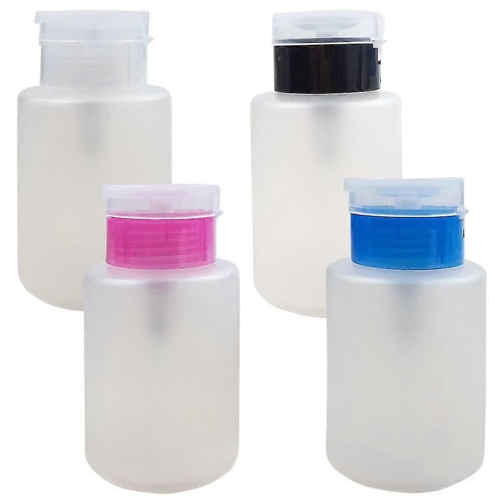 4 Pieces 150 Ml Nail Polish Remover Bottle Transparent Press Pump Dispenser Empty Plastic Bottle
