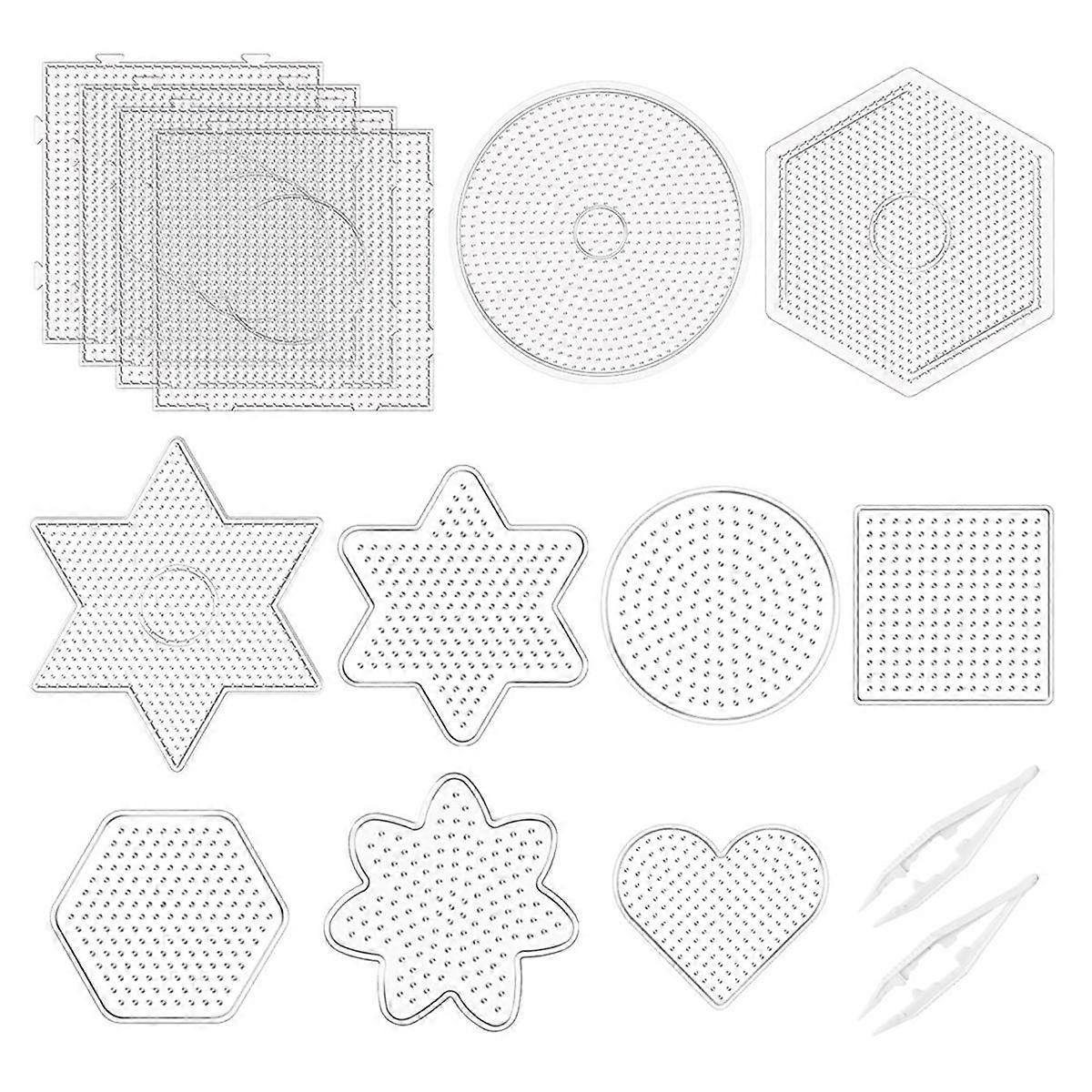15 Pcs 5 mm Fuse Beads Pegboards Plastic Fuse Bead Boards Large Clear Pegboards Kits Template Beadi