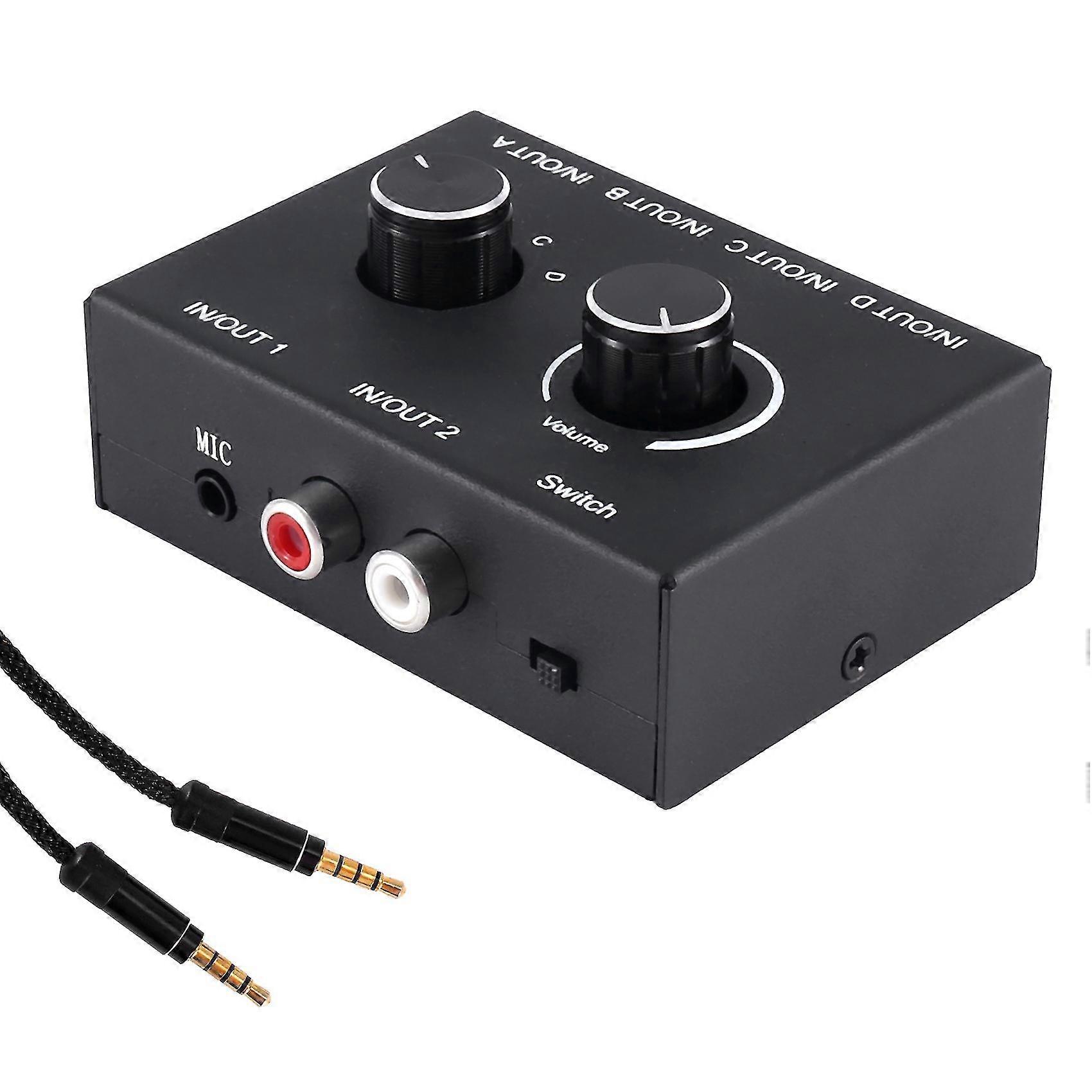 3.5mm Audio Switcher 4(2)-in-2(4)-out Aux Channel Switch Splitter Box With Volume Control For Pc He