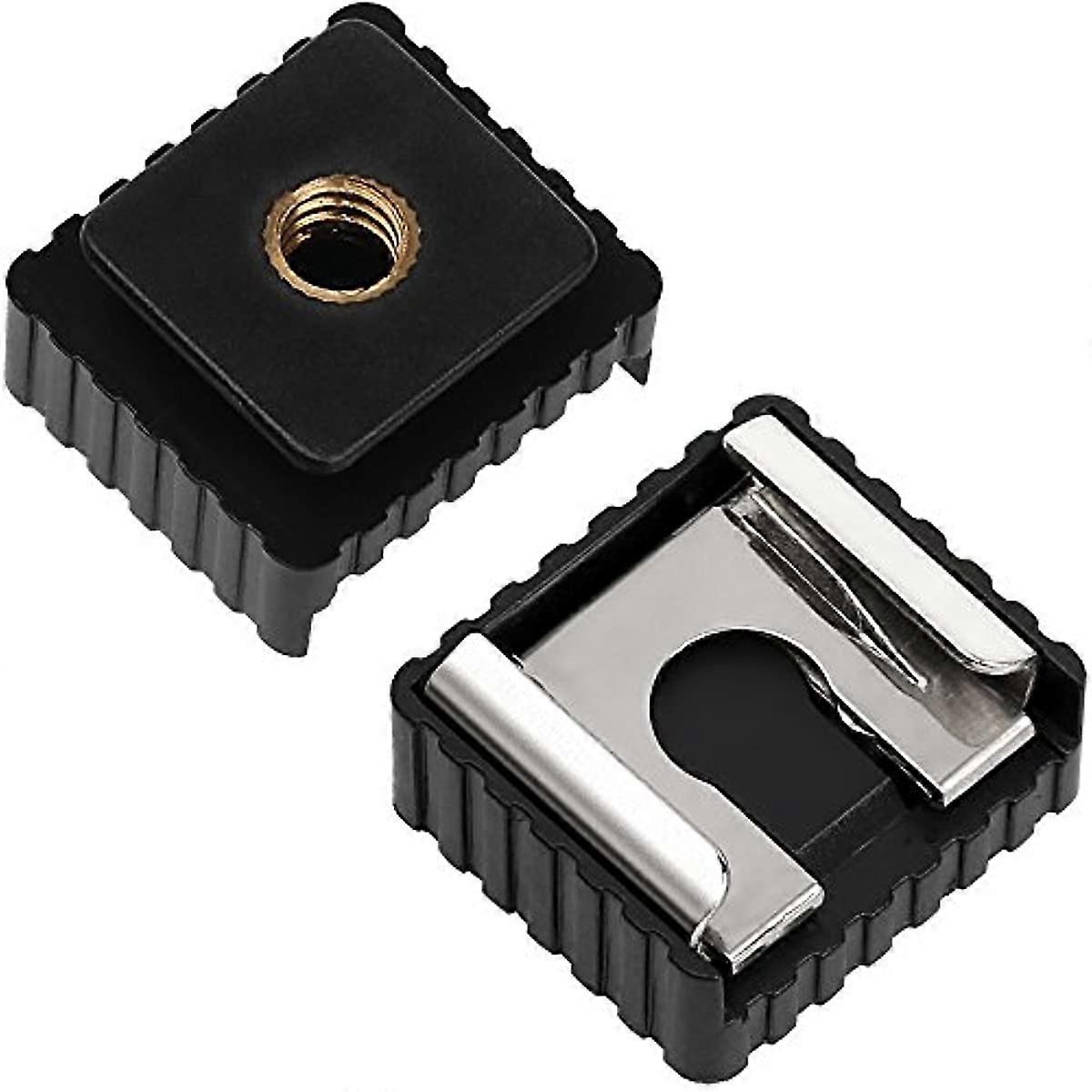 Camera Flash Hot Shoe Mount Adapter to 14 Thread Hole for Flash Holder Bracket Light Stands Umbrella Holder Flash Bracket (2 Pack)