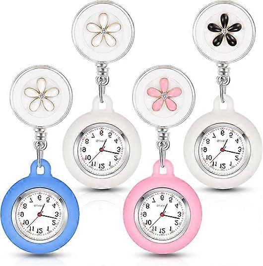 4 Pieces Nurse Watch for Nurses Doctors, Nurse Watch Brooch Fob Pocket Watch Digital Watch