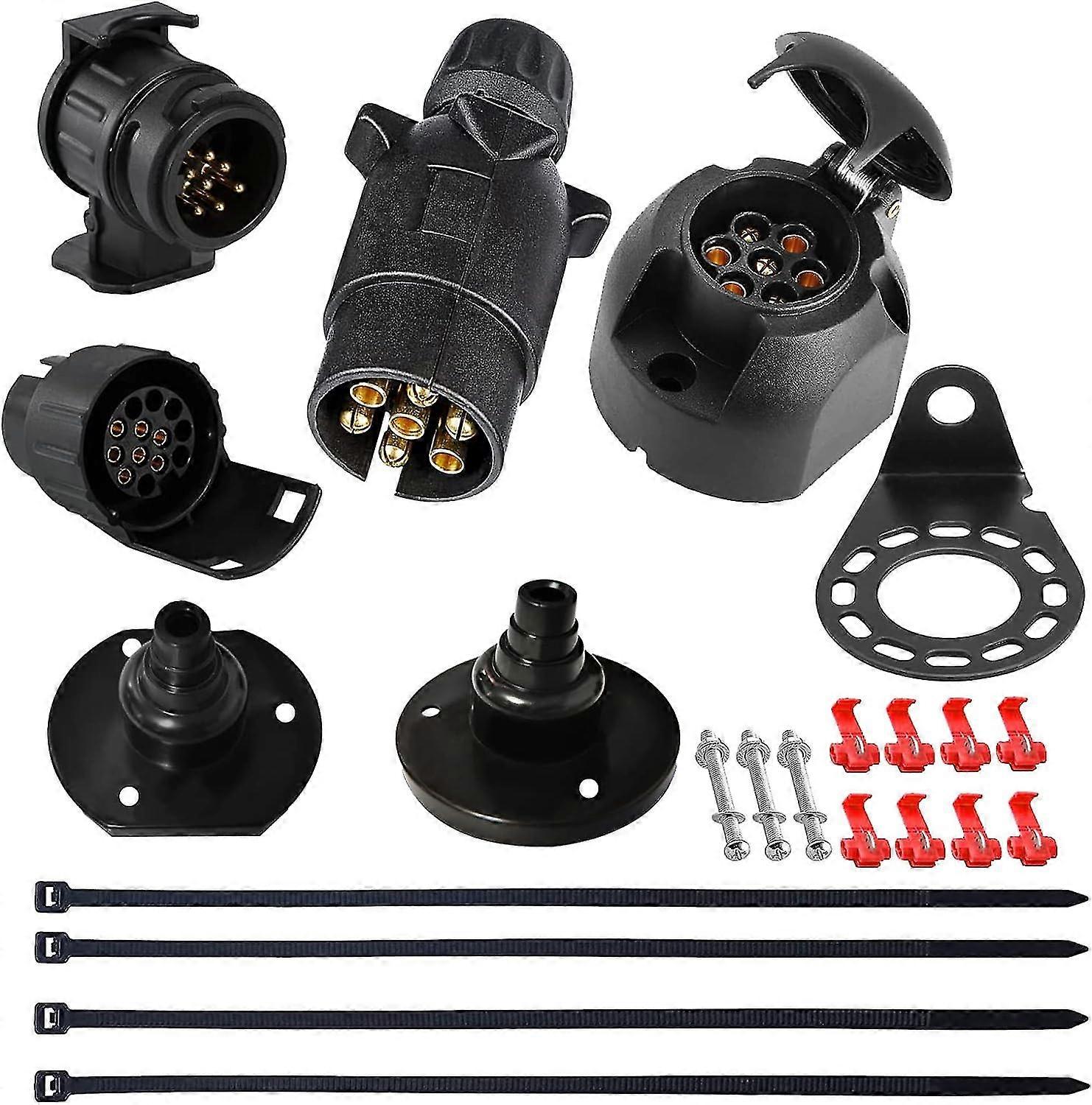 7 Pin Trailer Plug Trailer Socket 12v Waterproof Towing Trailer Plug Socket With Complete Installation Accessories Trailer Adapter For Caravan Rv Boat