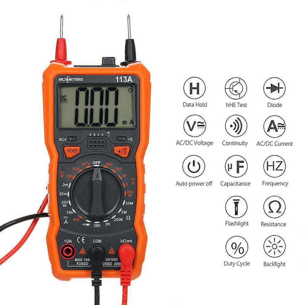 RM113A NCV Multimeter 2000 Counts HFE AC/DC Voltage Measuring Meter  with Magnetic Suction Flash Light Backlight