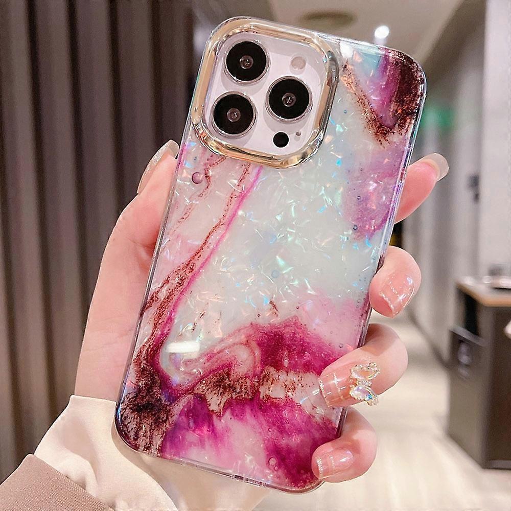 For iPhone 15 Pro Case IMD Marble Shell Pattern TPU+PC Phone Cover - Style 7