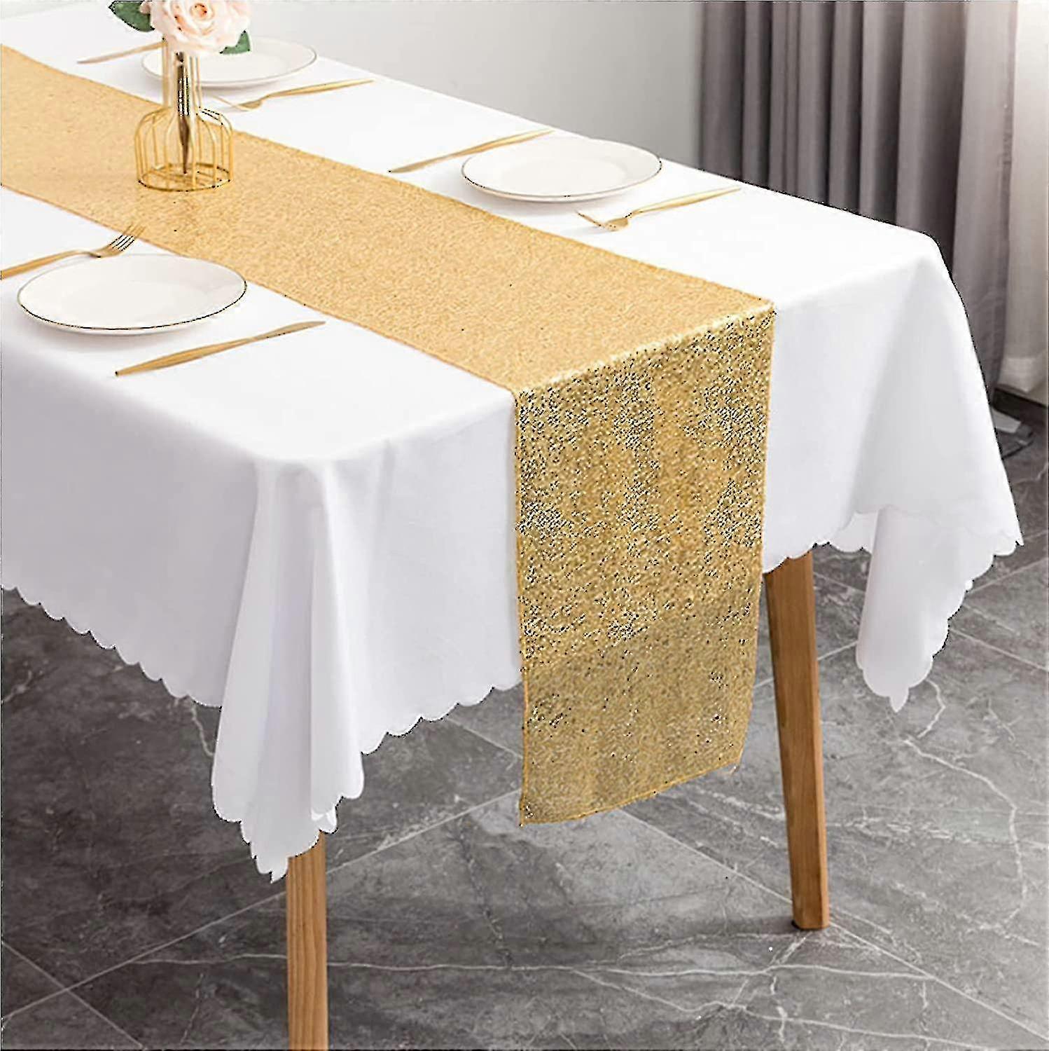 Gold Table Runner,modern Table Runner,chiffon Table Runner Wedding Table Decoration Birthday Decoration(30 X 120 Cm)