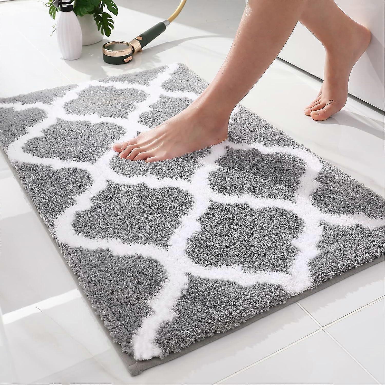 Luxus Badezimmerteppich Matte, weich saugfähig Mikrofaser Badezimmerteppich maschinenwaschbar aDryable, Badezimmermatte für BadezimmerBadewannen und Duschen, 16x24Grau