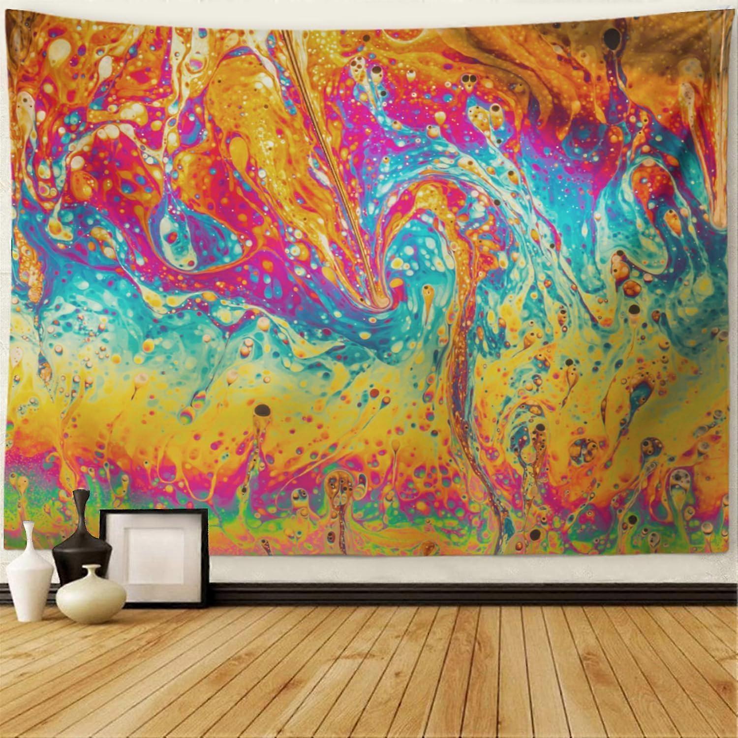 ljus regnbåge vägg gobeläng psykedelisk abstrakt bubbla hippie orange konst gobeläng vägghängande väggdekor gobeläng för sovrum vardagsrum