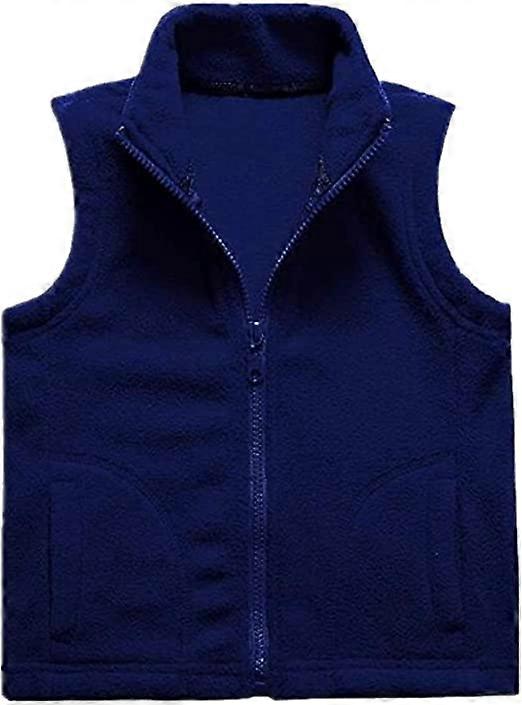 MIMIGO Boys Fleece Vest 100% Polyester Light Weight Zipper Pocket Solid Color Warm Coat BLUE