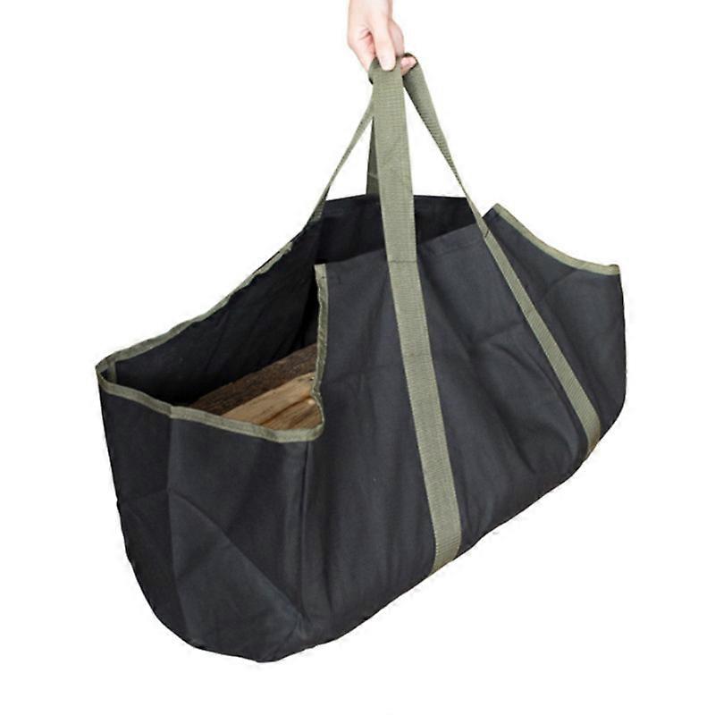 MIMIGO Large Canvas Firewood Carrier Log Tote Bag Indoor Fireplace Log Carrier Holders Woodpile Rack Fire Wood Carrying Outdoor Tubular Birchwood Stan