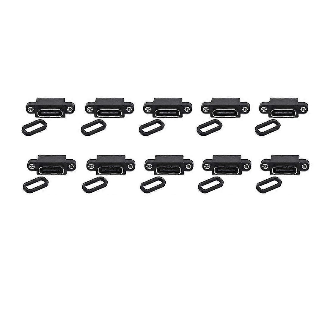 10 Pcs -usb Type C 4pin Waterproof Female Usb C Socket Port With Screw Hole Power Charging Interfac