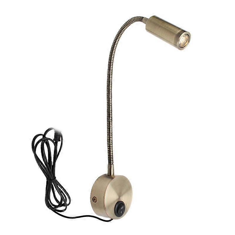 Wall-Mounted Reading Lamp Wall Lamp Hose Bedside Lamp Switch Control Minimalist Style Wall Lamp(Gold EU Plug)