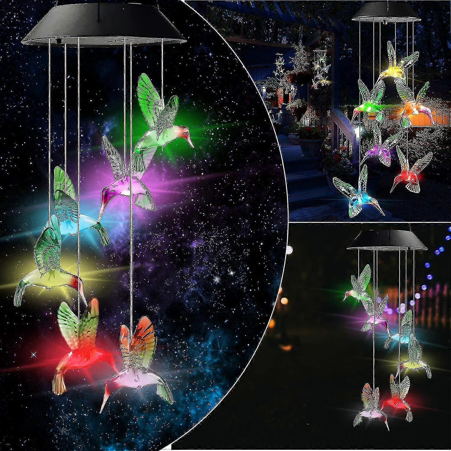 Solar Powered Wind Chimes With Led Light Home Decoration