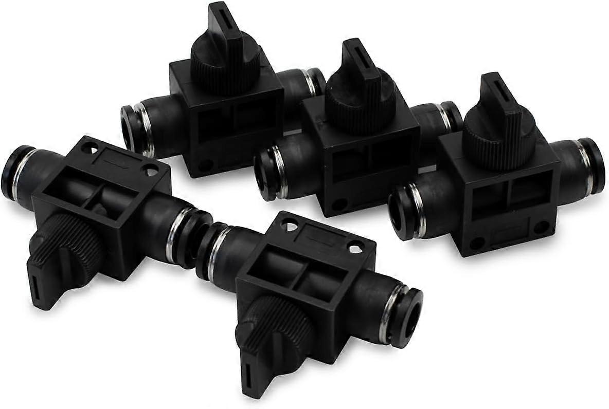 5pcs 8mm Tubes OD Air Flow Control Ball Valve Straight Pneumatic Union Fitting Push To Connect