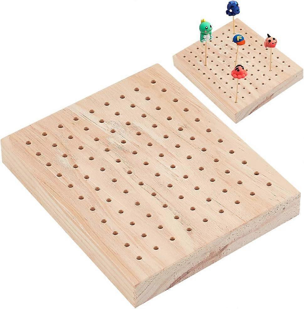 Wooden Food Skewer Holder 99 Holes Food Display Board Clay Figurines Display Trays Rectangle Pick Display Stand for DIY Craft Pottery Clay Model Food