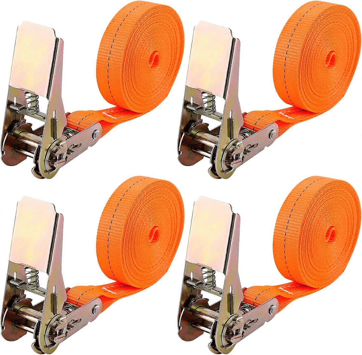 4 Pieces Ratchet Strap, Length 6 m, Width 25 mm, Ratchet Lashing Strap, Tightening Straps, Supporting a Total Maximum Load of 1000 kg