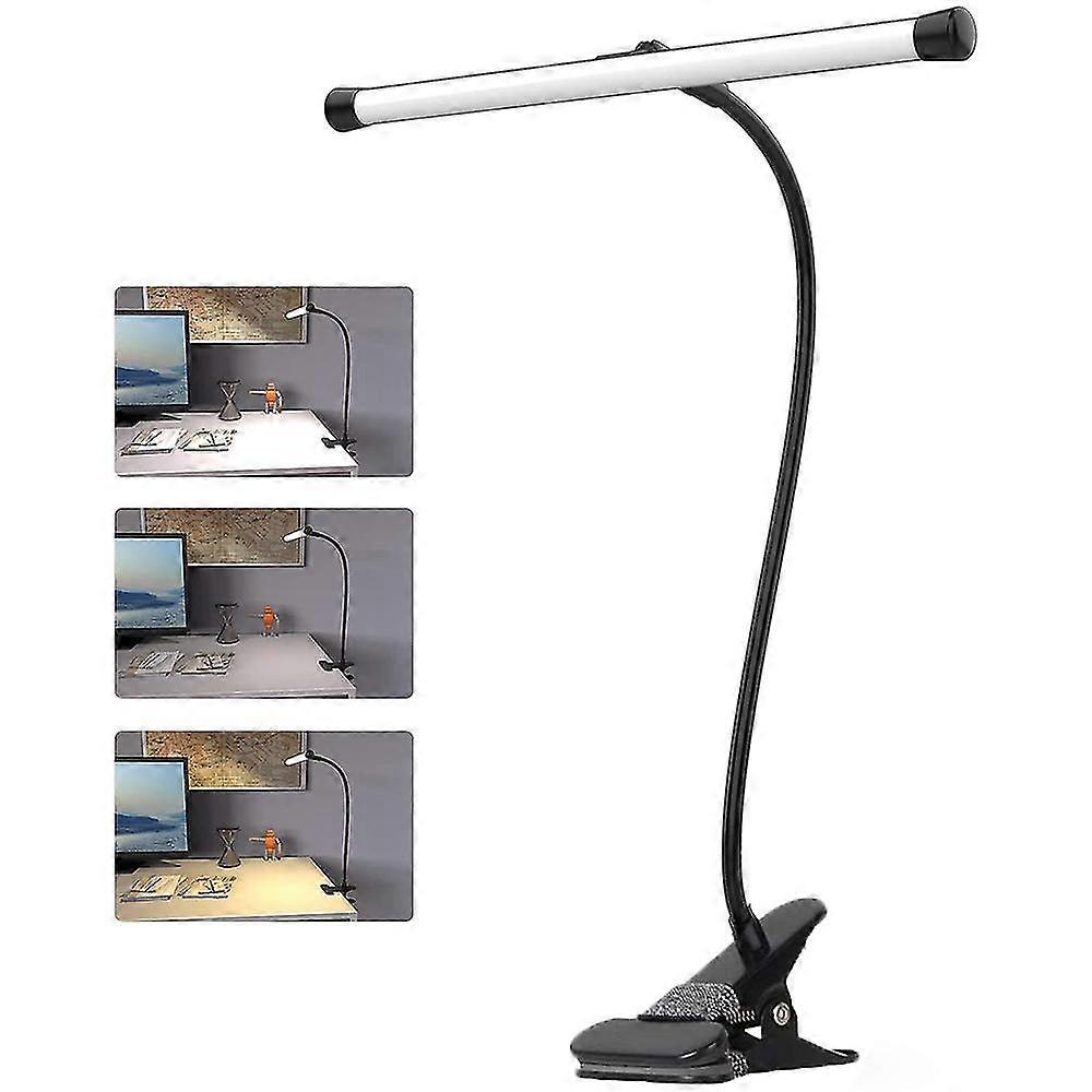 Lampa de birou led cu clemă, braț flexibil de gâscă de elaborare a lămpii de masă, 3 moduri de culoare, poate fi alimentată prin USB, compatibilă cu headboard, workbench, studio