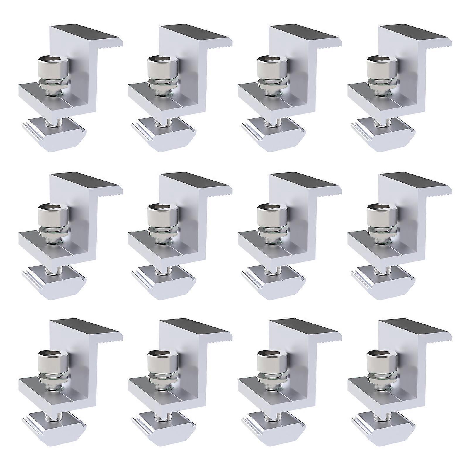 12 Pcs Adjustable Solar Mounting Bracket Solar End Clamp for Solar Panel System