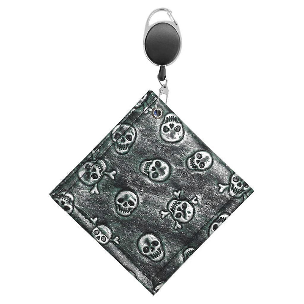 Square Double-Sided Cleaning Towel w/ Retractable Keychain Buckle PU Surface