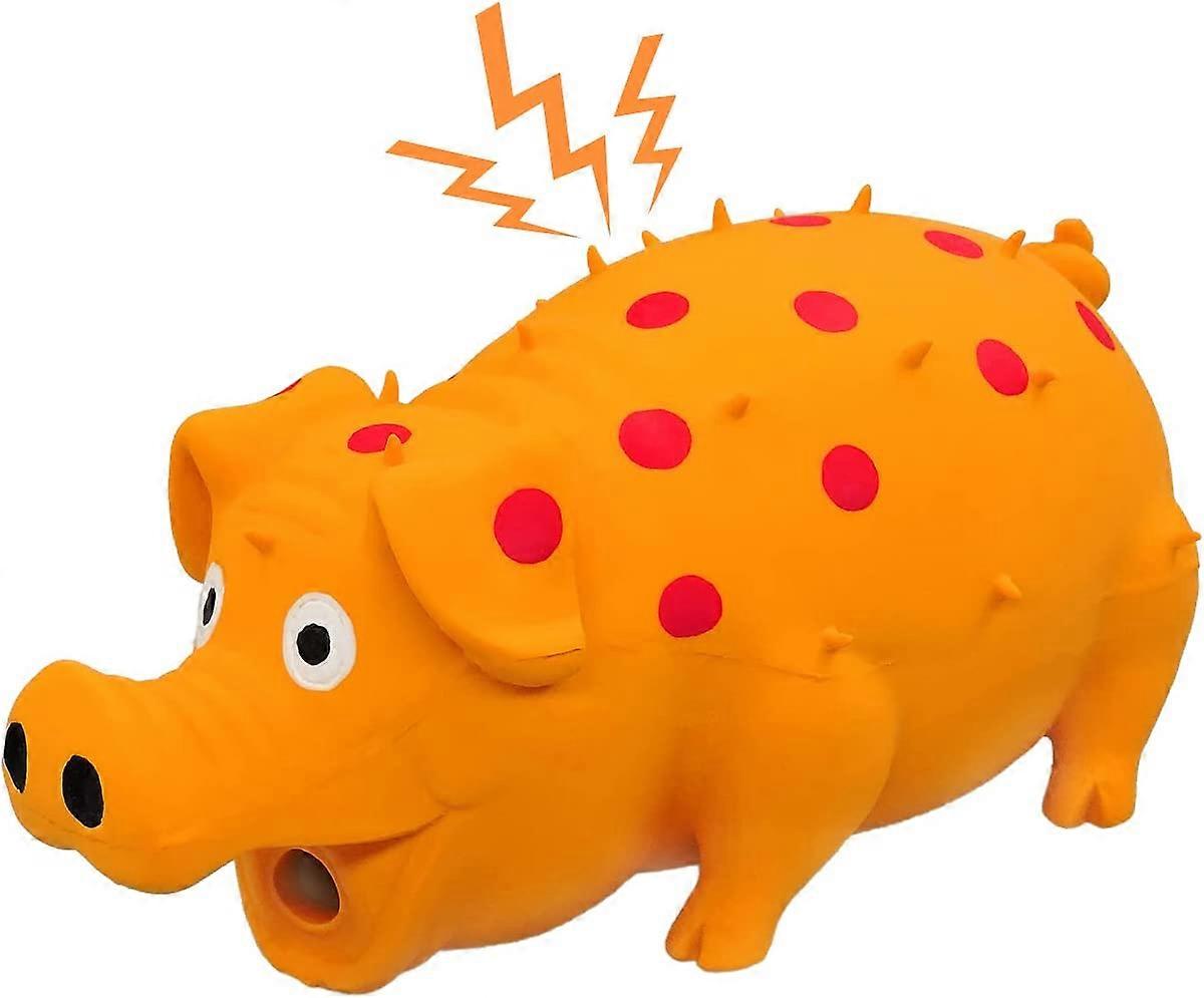 Dog Squeaky Toy, Dots Latex Dog Chew Toys with a Oinks Sound Squeaker Grunting Pig Dog Toy Durable Self Play 8" Dog Squeeze Toy for Dental Biting Chas