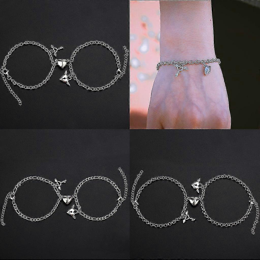 2db / Set Heart Magnet Attract pár karkötő szerelem kulcszár Charm Br-MXBC