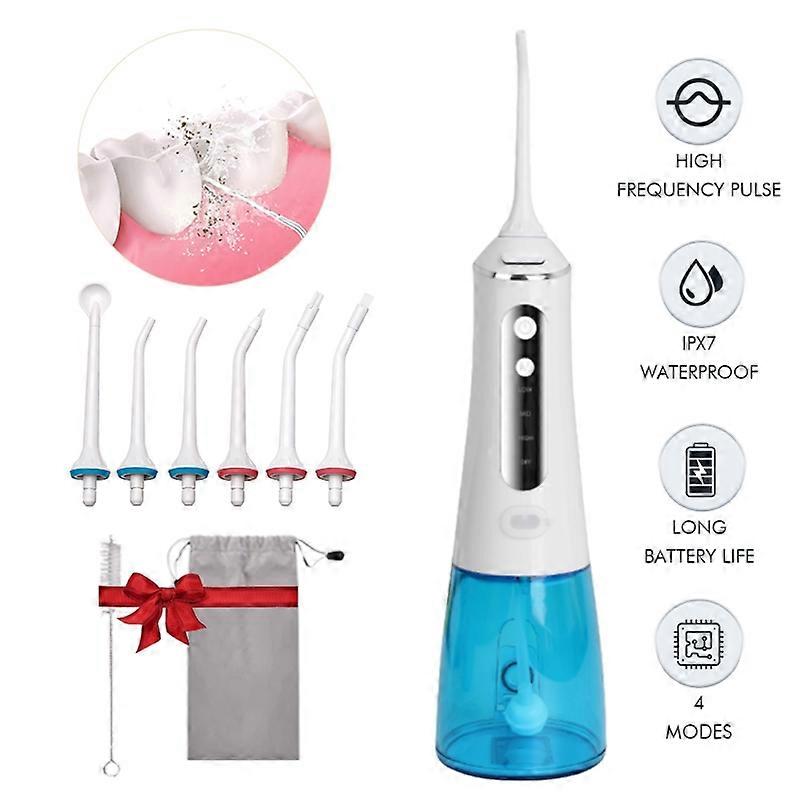 Portable Oral Irrigation USB Rechargeable WATER FLOSS Irrigator 300ml DENTAL WATER TOOTH Irrigator dental water jet +6 Nozzle