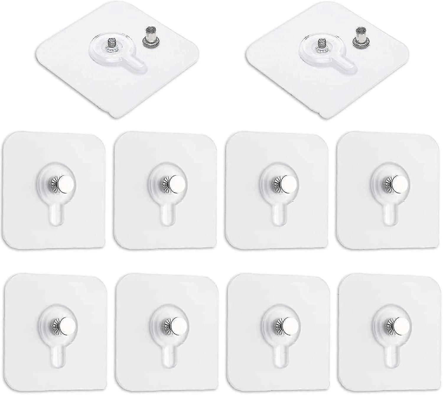Set Of 10 Picture Hangers Without Drilling, Transparent Tab Adhesive Hooks For Wall Picture Frames, Mirrors And Posters Betterlifefg -aoba