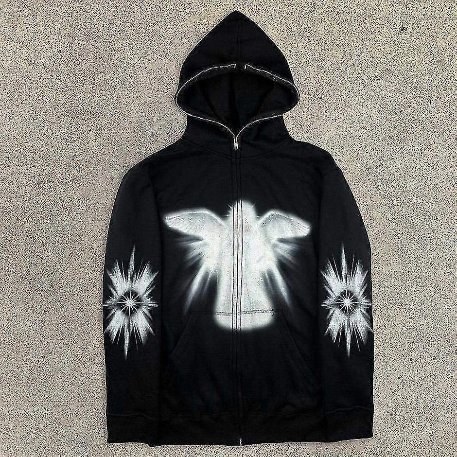 Men's And Women's Same Style Skull Lazy Style 3d Digital Printing Hooded Long-sleeved Zipper Sweater#13