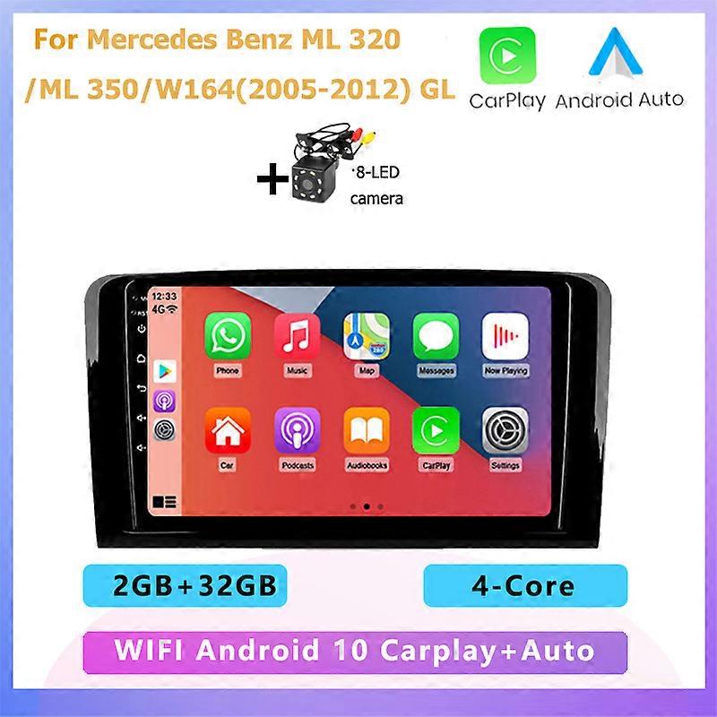 2DIN Car Radio Multimedia Player Carplay Auto GPS navigation For Mercedes Benz M-Class W164 2005-2012 GL-Class X164 ML GL350