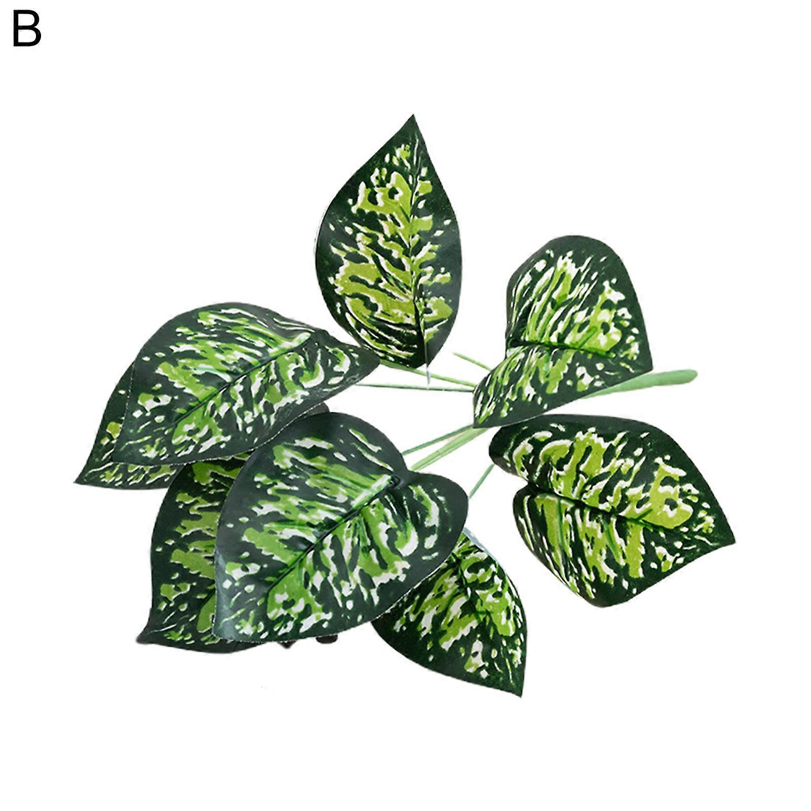 JIKAIX 1 Branch Artificial Plant Colorful Fresh-keeping Plastic DIY Realistic Artificial Stem with Leaves Household Supplies