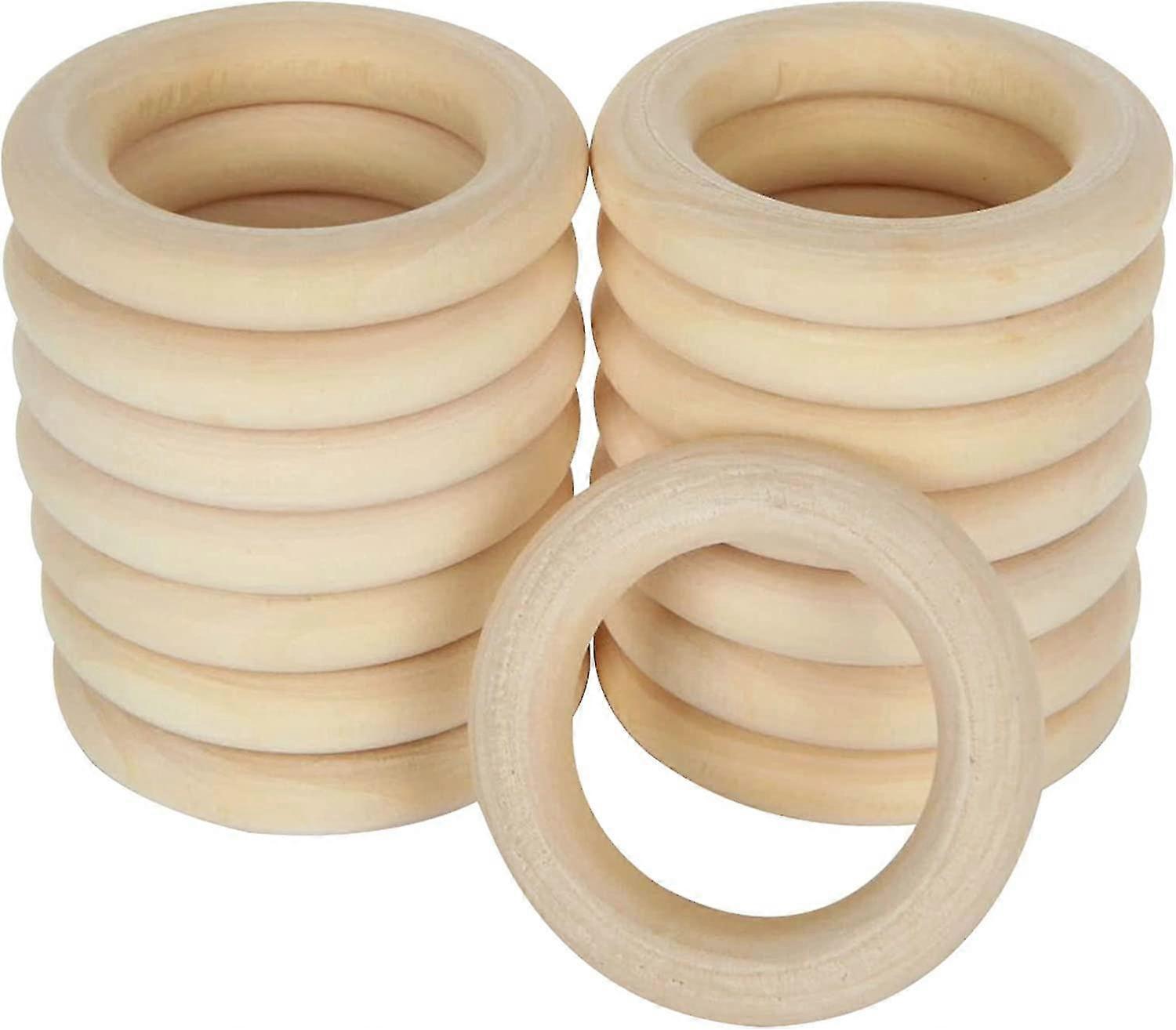 工芸品用300pcs天然未完成の木製リング1.6インチ/ 40mm、マクラメ用の滑らかな無垢材リング、クラフト用木製リング、ペンダントDIYウッドリングユダヤ人