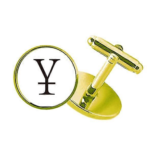 通貨記号 中国元スタッズビジネスメタルカフリンクスゴールデン