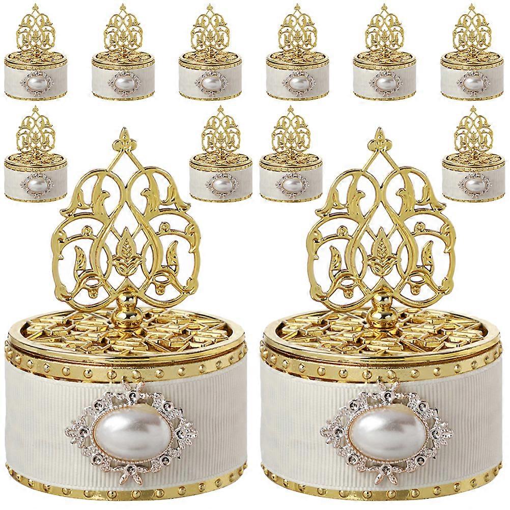 12pcs Candy Storage Box Wedding Candy Wrapping Box Hollowed Candy Boxes with Lids