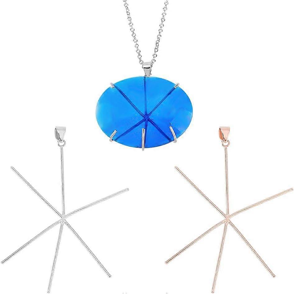 2 Colors 925 Sterling Silver Claw Raw Stone Pendant Blank Gem Holders 5 Claws Prong Pendant Clasp Holder Pendant Blank for Irregular Gemstone Cabochon